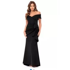 Xscape Black Off-Shoulder Maxi Dress